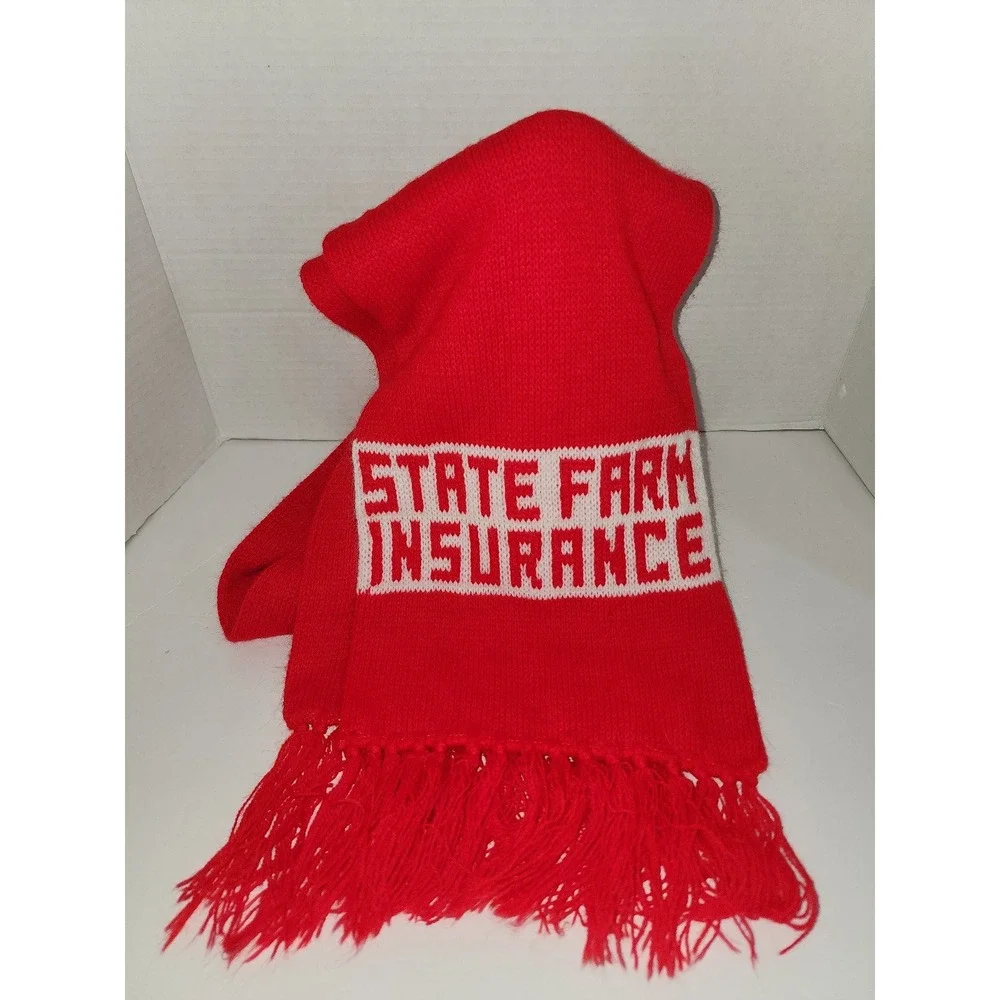 Vintage State Farm Insurance Red Knit‎ Scarf Soccer